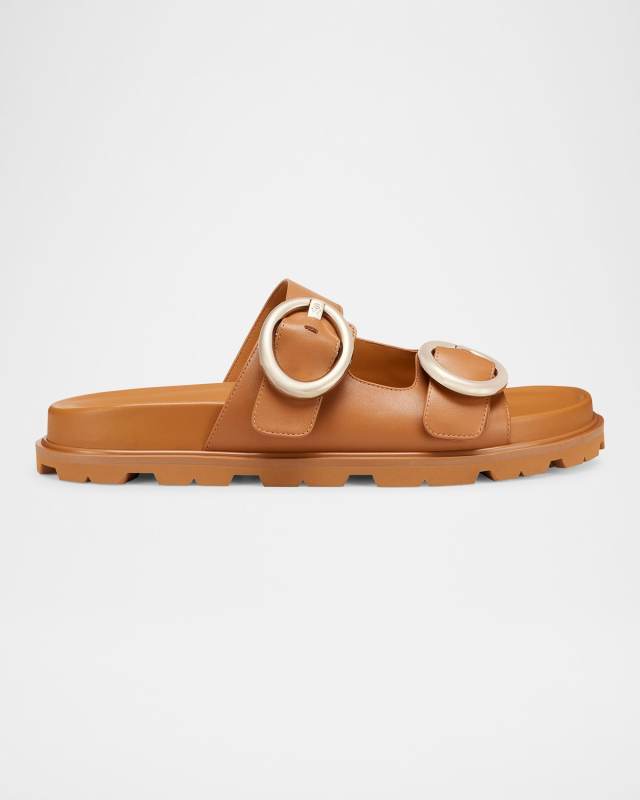 Benni Leather Dual-Strap Sport Slide Sandals